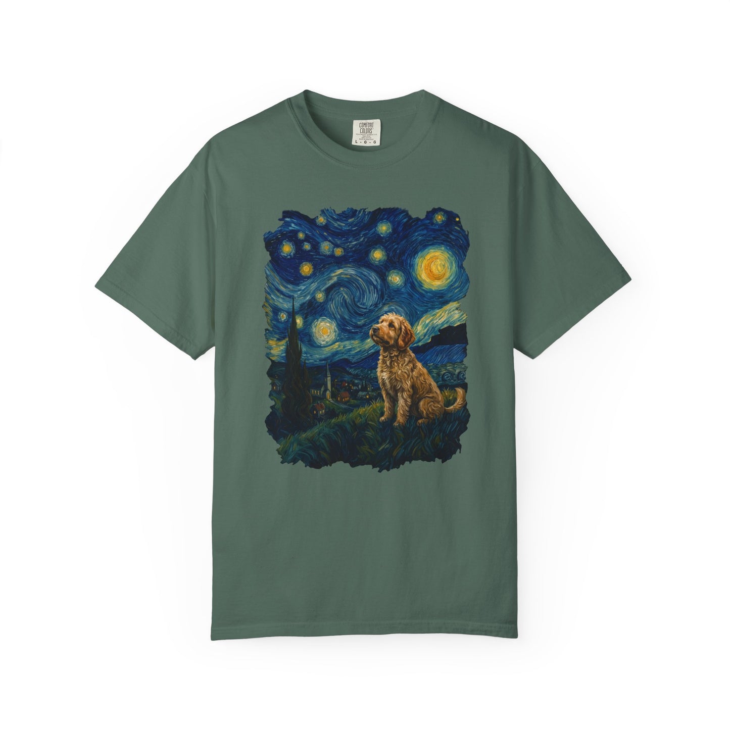 Starry Night Labradoodle T-Shirt in Blue Spruce from When Dogs Fly