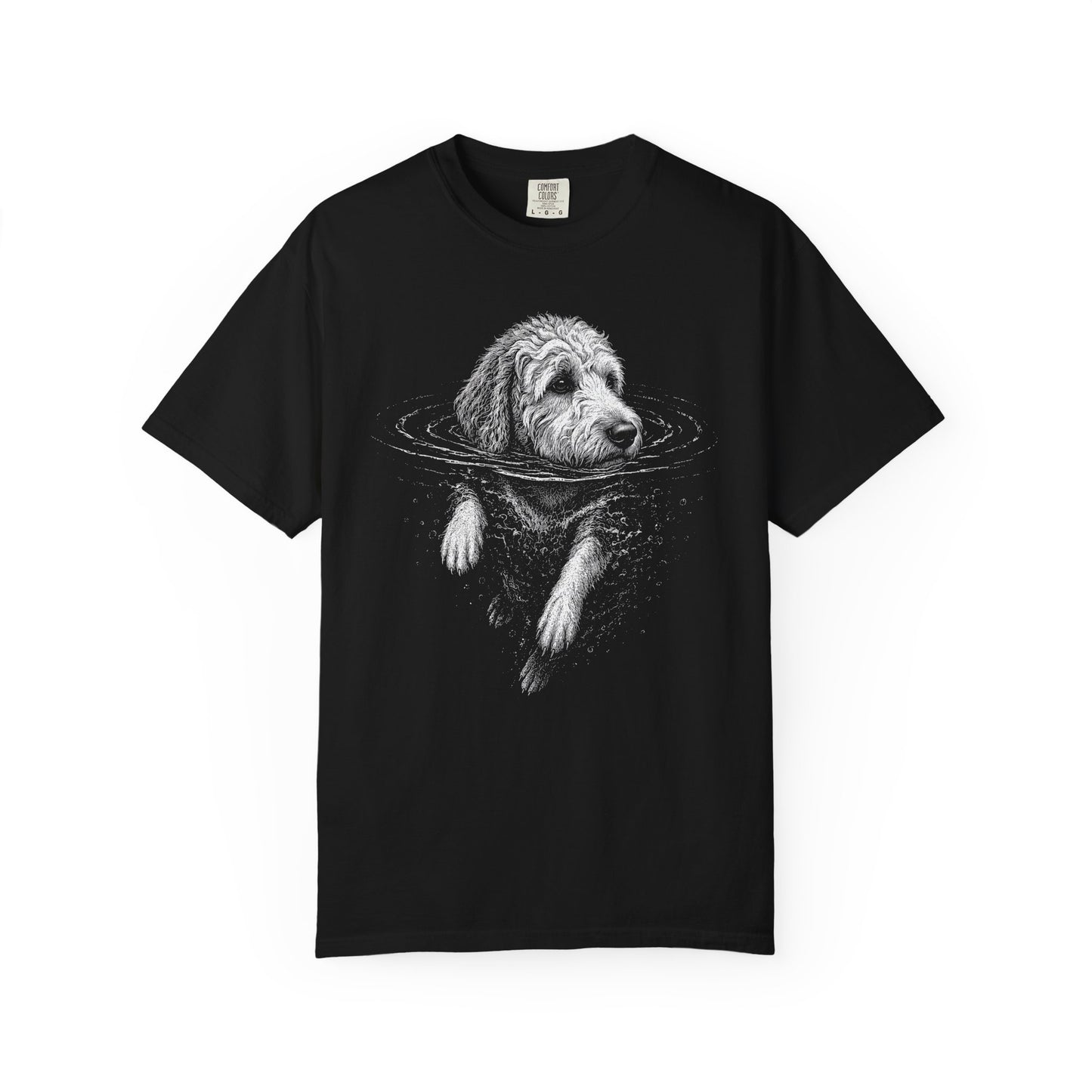 Labradoodle Dog Paddle T-Shirt in Black from When Dogs Fly