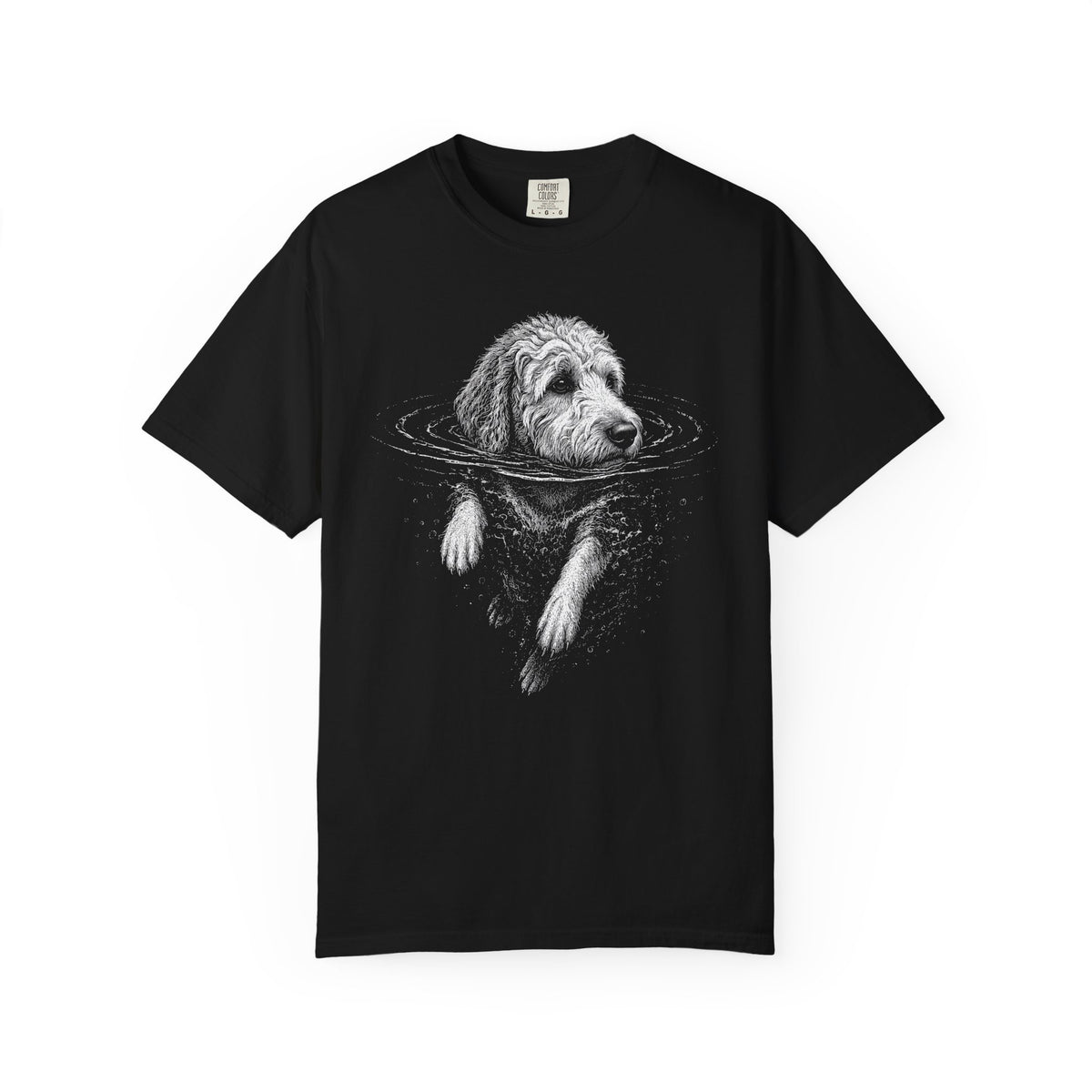 Labradoodle Dog Paddle T-Shirt in Black from When Dogs Fly