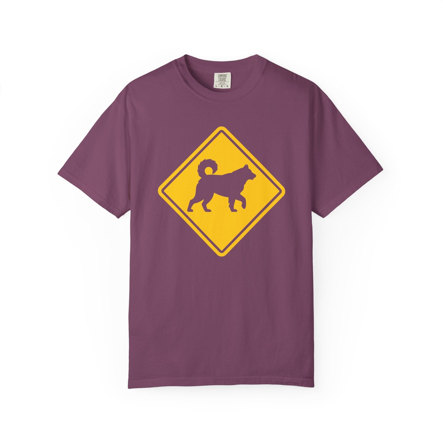 Siberian Husky Dog Crossing T-Shirt in Berry from When Dogs Fly