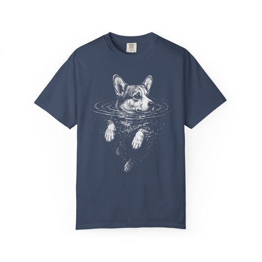 Corgi Dog Paddle T-Shirt in Midnight from When Dogs Fly