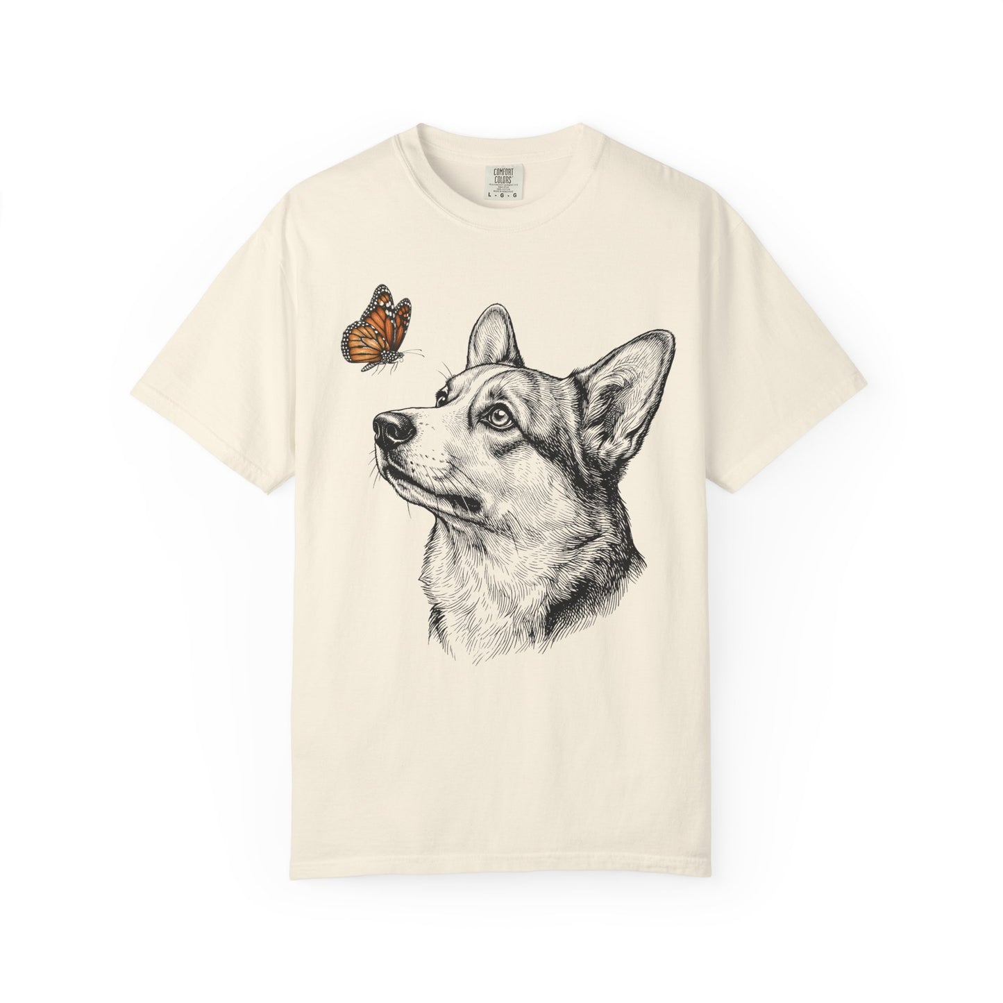 Hello Butterfly Corgi T-Shirt in Ivory from When Dogs Fly