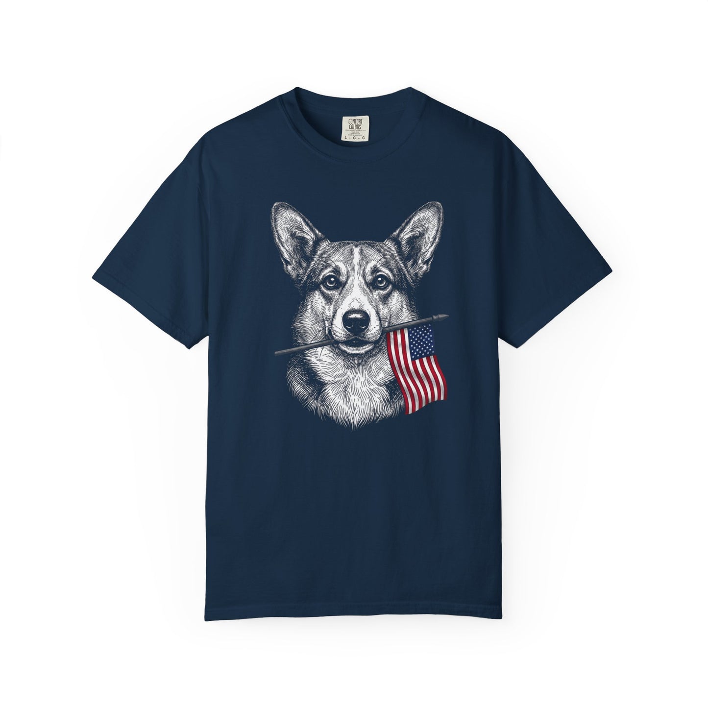 USA Flag Bearing Corgi T-Shirt