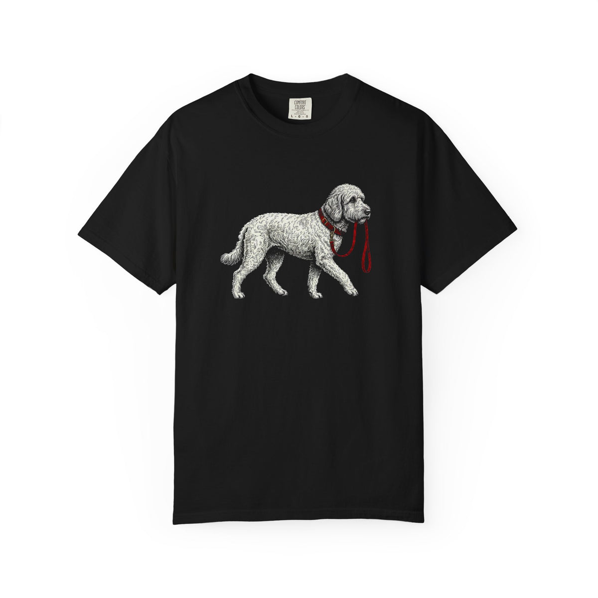 Never Walk Alone Labradoodle T-Shirt in Black from When Dogs Fly