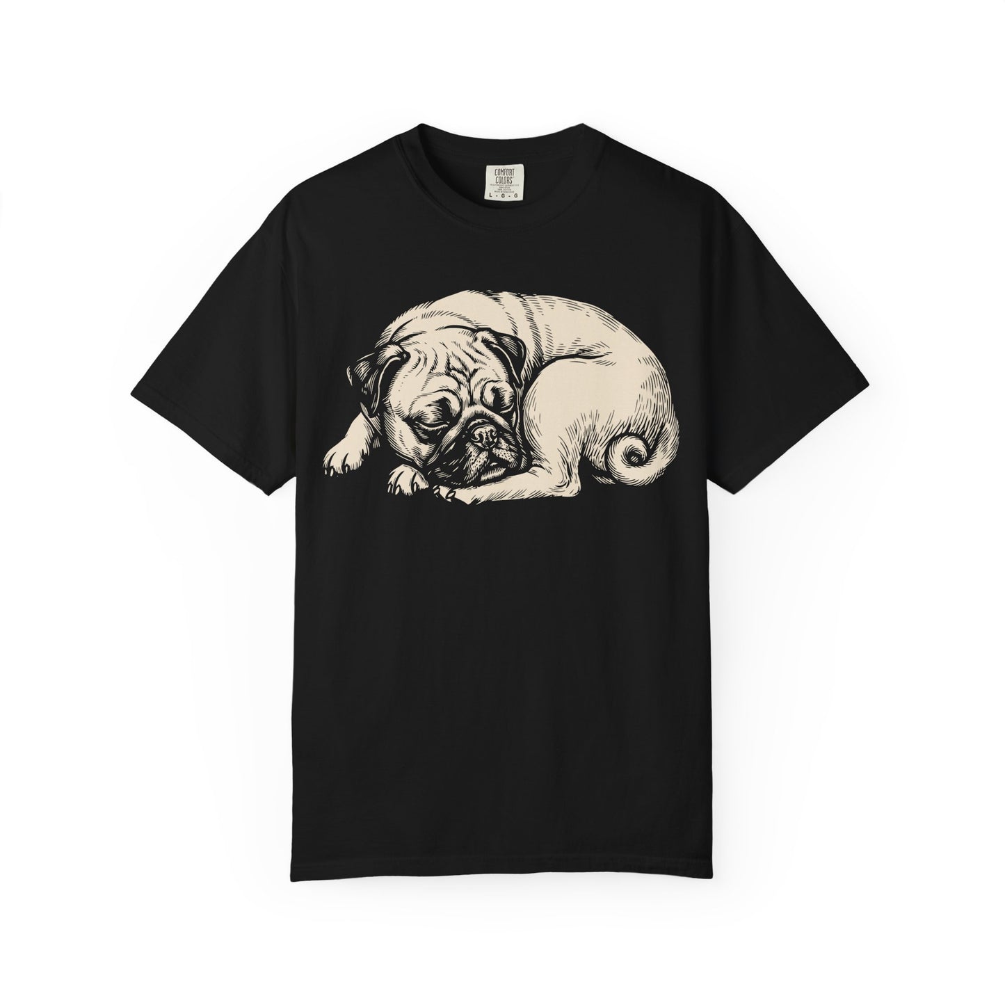 Cozy Nap Time Pug T-Shirt in Black from When Dogs Fly