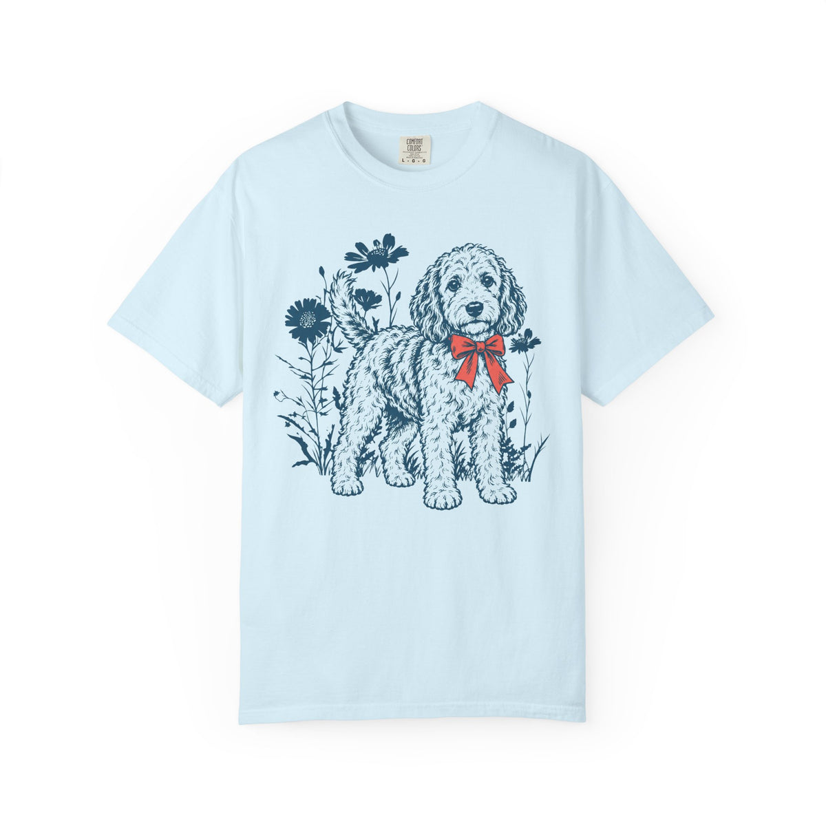 Dogs in Bloom Doodle T-Shirt in Chambray from When Dogs Fly