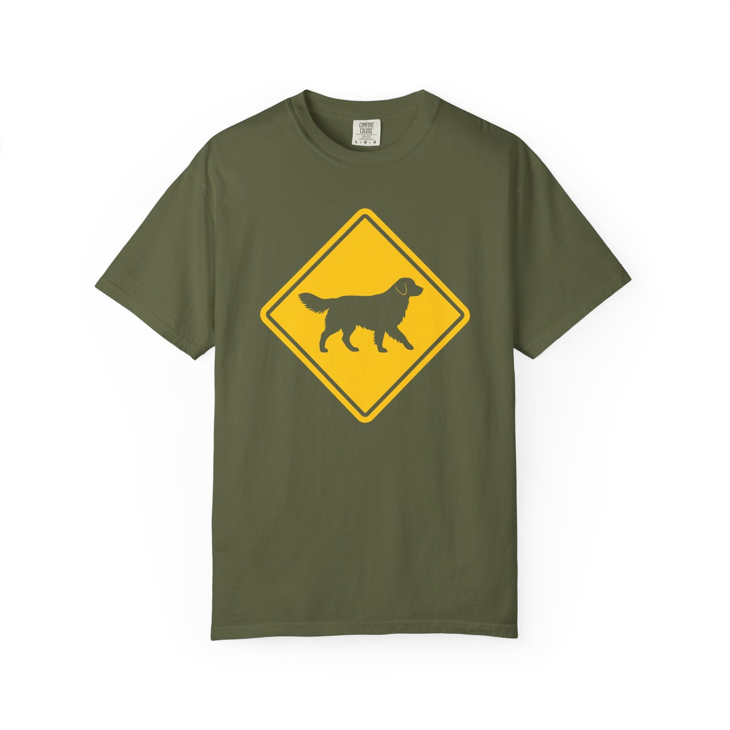 Golden Retriever Dog Crossing T-Shirt in Hemp from When Dogs Fly