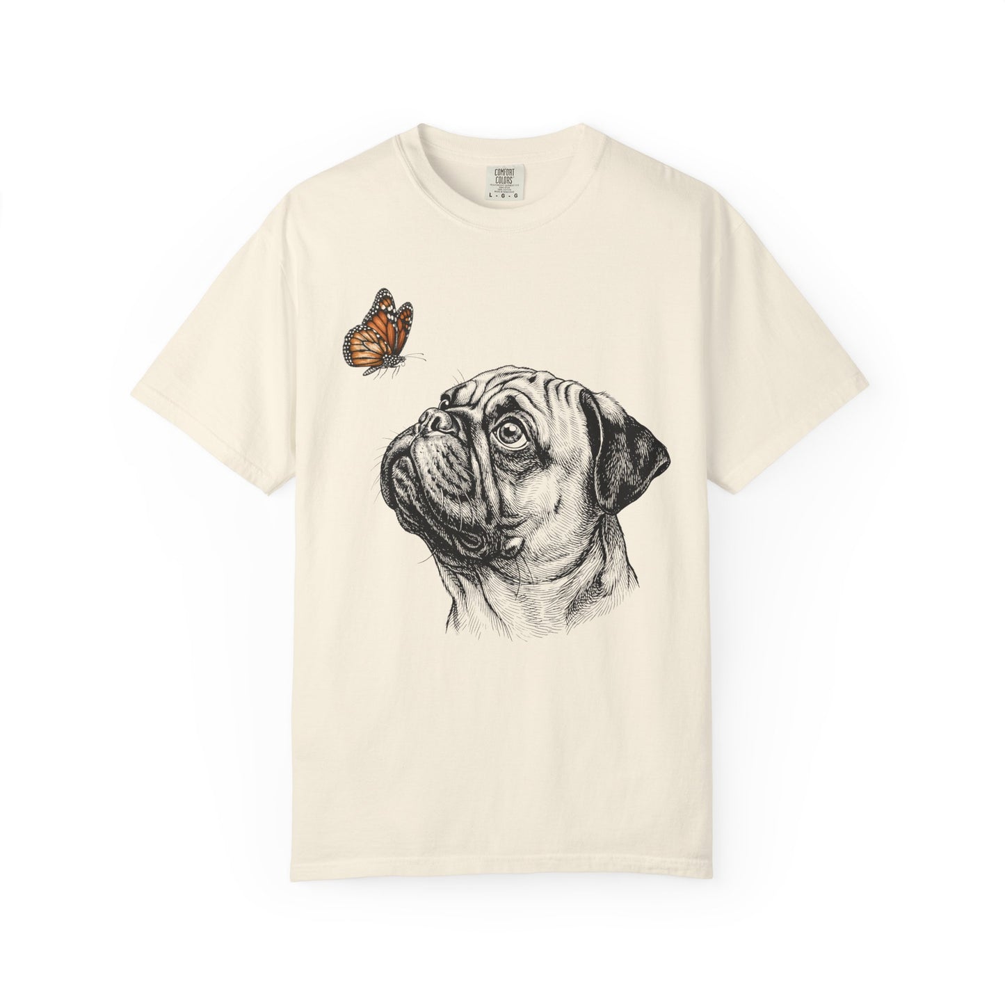 Hello Butterfly Pug T-Shirt in Ivory from When Dogs Fly