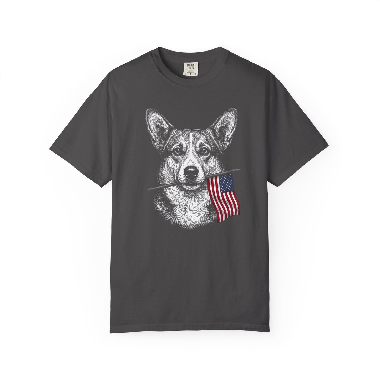 USA Flag Bearing Corgi T-Shirt