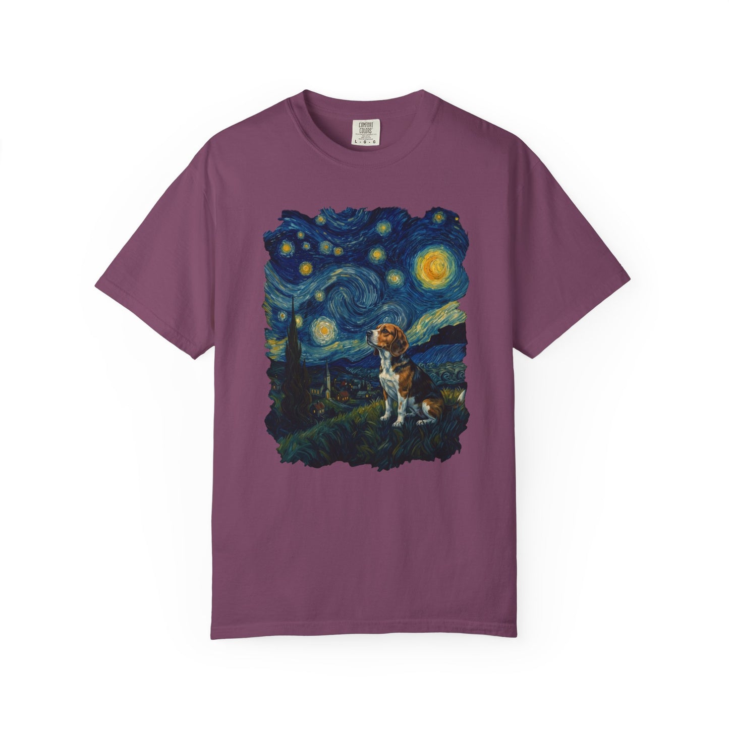 Starry Night Beagle T-Shirt in Berry from When Dogs Fly