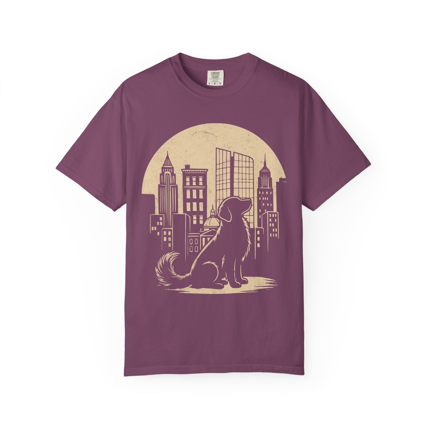 Big City Golden Retriever T-Shirt in Berry from When Dogs Fly