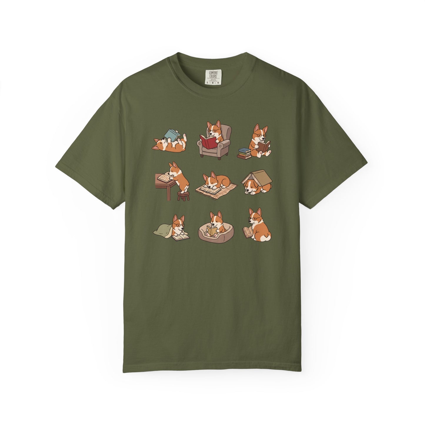 Corgi Book Club T-Shirt in Hemp from When Dogs Fly