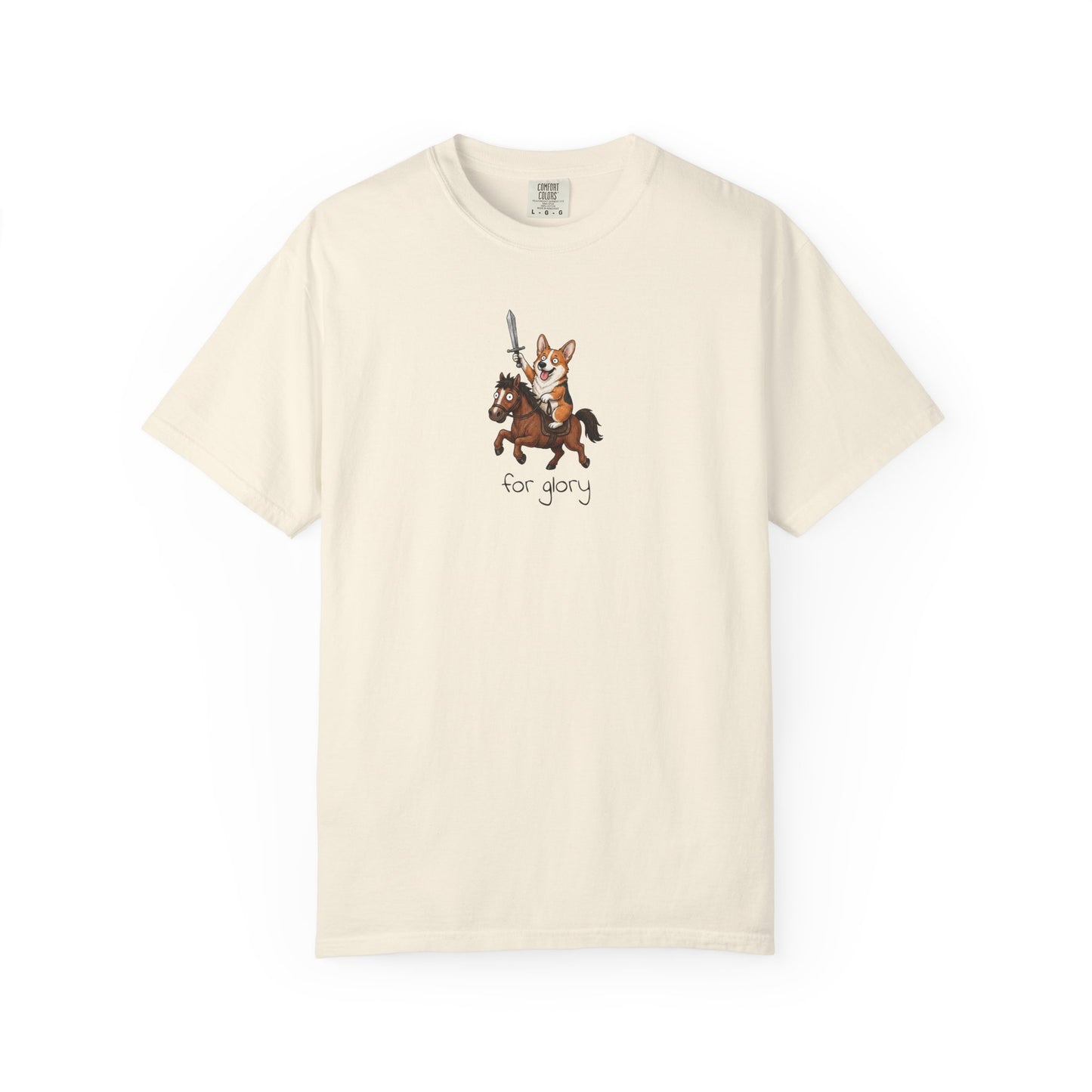 For Glory Corgi T-Shirt in Ivory from When Dogs Fly