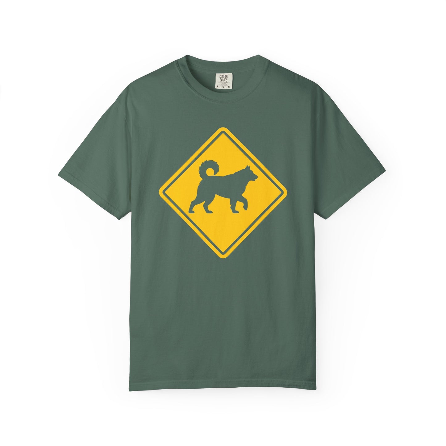 Siberian Husky Dog Crossing T-Shirt in Blue Spruce from When Dogs Fly