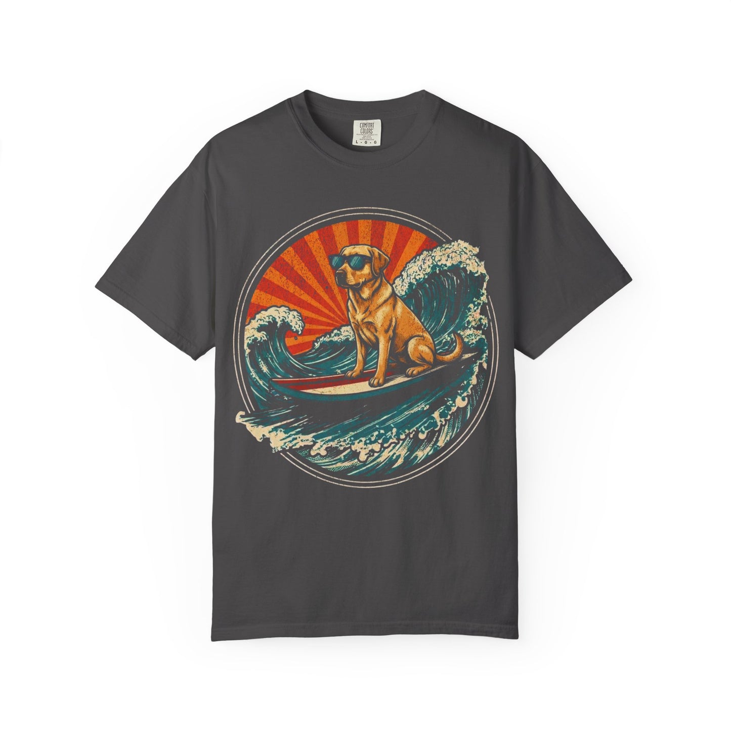 Surf's Up, Labrador Retriever T-Shirt in Graphite from When Dogs Fly