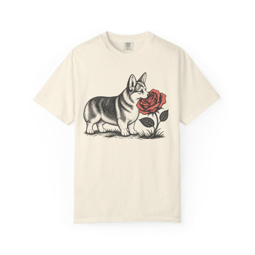 A Nose for Roses Corgi T-Shirt in Ivory from When Dogs Fly