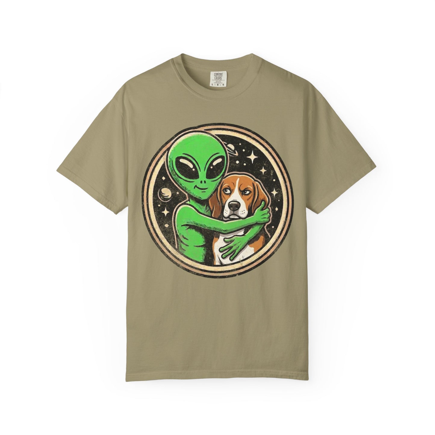 Every Alien Needs a Beagle T-Shirt in Khaki from When Dogs Fly