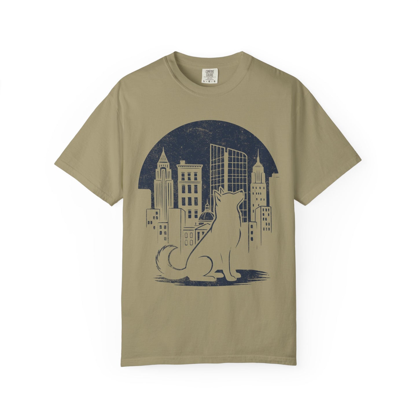 Big City Siberian Husky T-Shirt in Khaki from When Dogs Fly