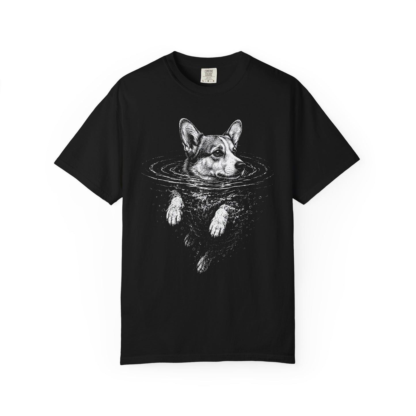 Corgi Dog Paddle T-Shirt in Black from When Dogs Fly