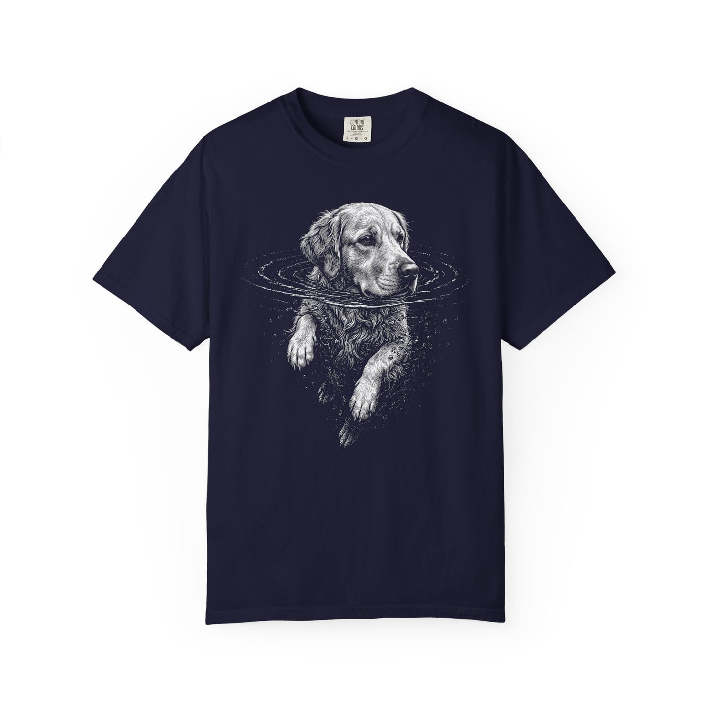 Golden Retriever Dog Paddle T-Shirt in True Navy from When Dogs Fly