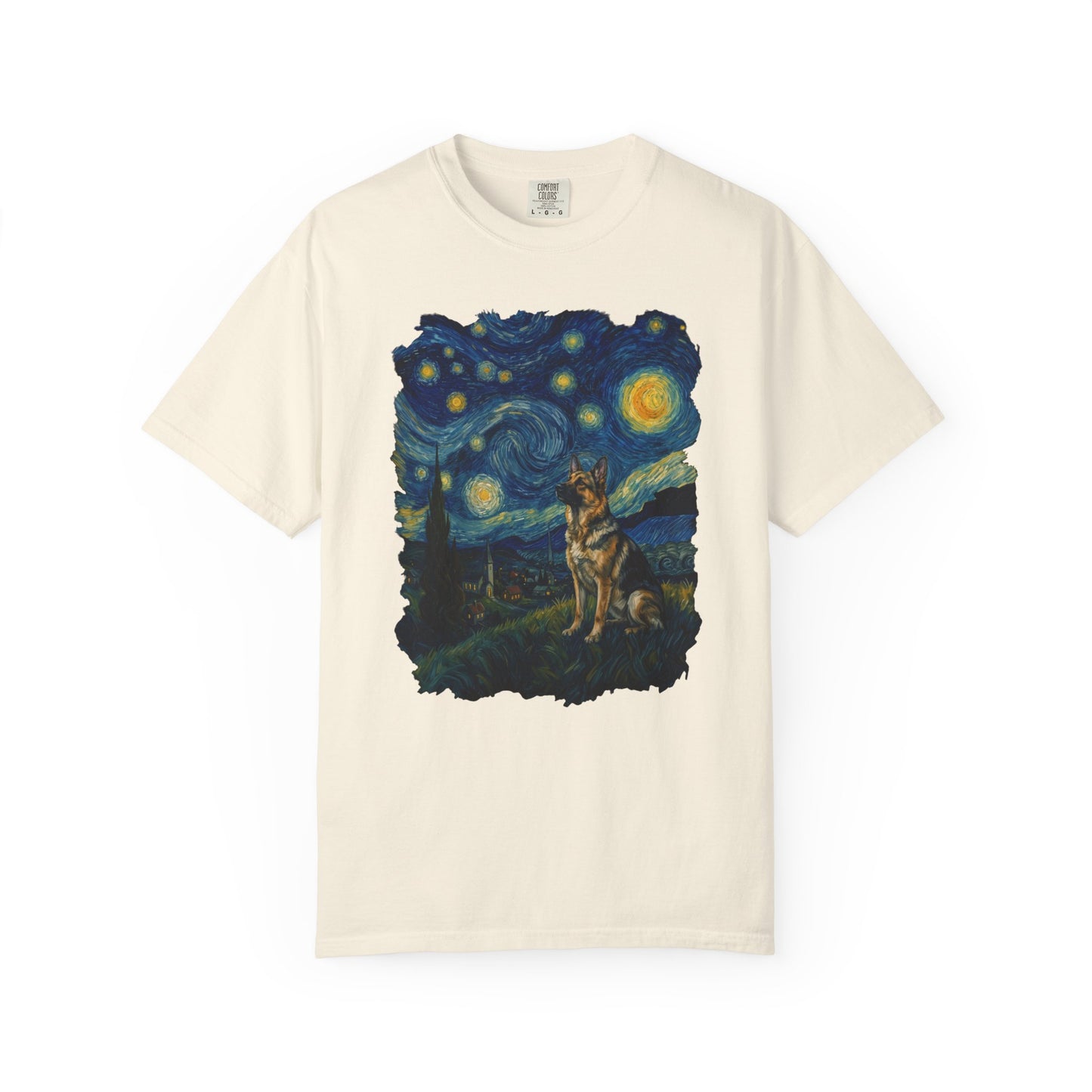 Starry Night German Shepherd T-Shirt in Ivory from When Dogs Fly