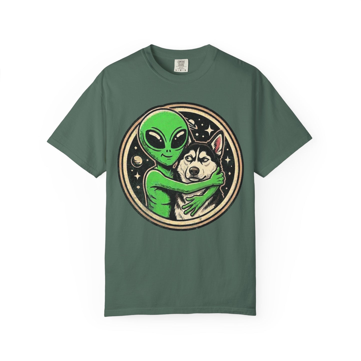Every Alien Needs a Siberian Husky T-Shirt in Blue Spruce from When Dogs Fly