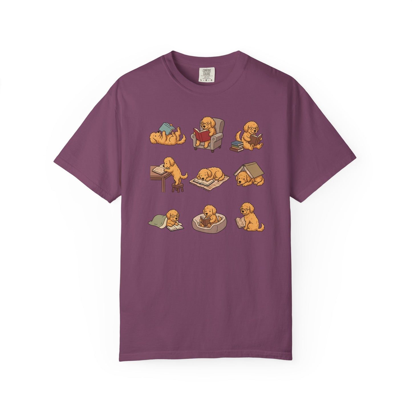Labradoodle Book Club T-Shirt in Berry from When Dogs Fly