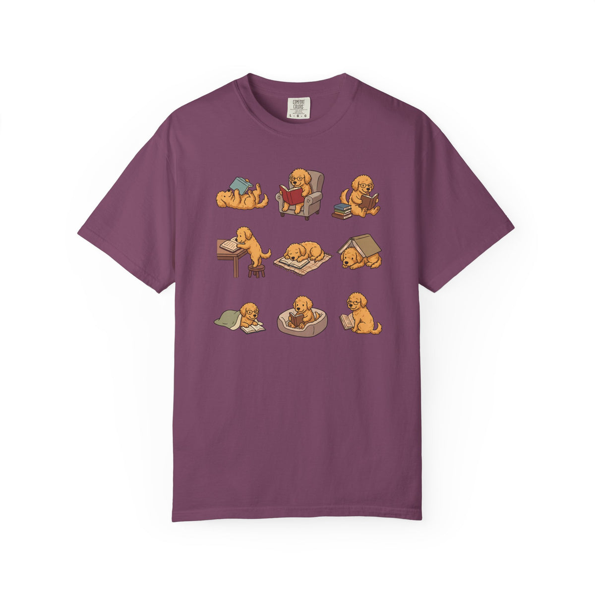 Labradoodle Book Club T-Shirt in Berry from When Dogs Fly