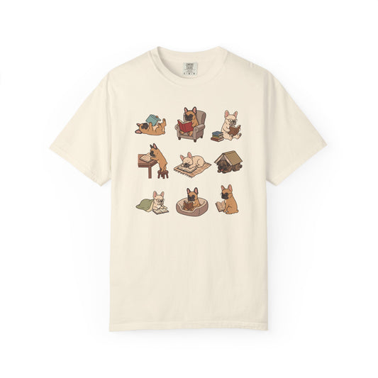French Bulldog Book Club T-Shirt in Ivory from When Dogs Fly