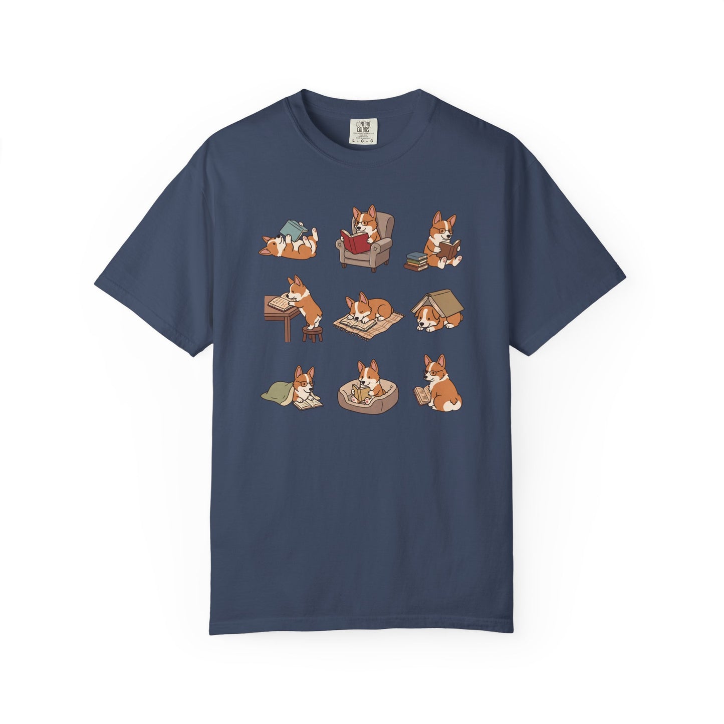 Corgi Book Club T-Shirt in Midnight from When Dogs Fly