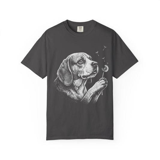 Beagle Dandelion Seeds T-Shirt in Graphite from When Dogs Fly