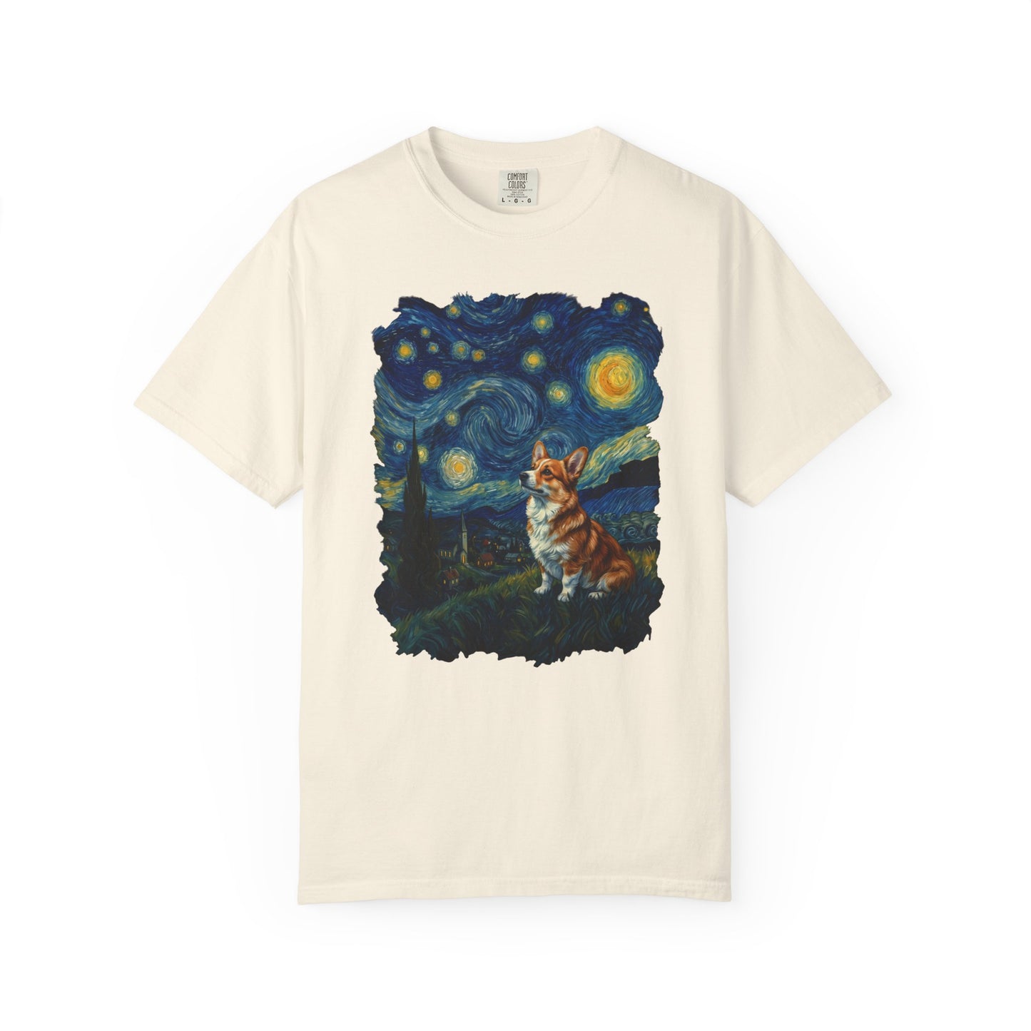 Starry Night Corgi T-Shirt in Ivory from When Dogs Fly