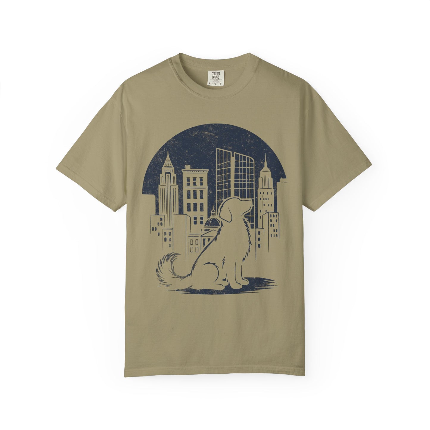 Big City Golden Retriever T-Shirt in Khaki from When Dogs Fly