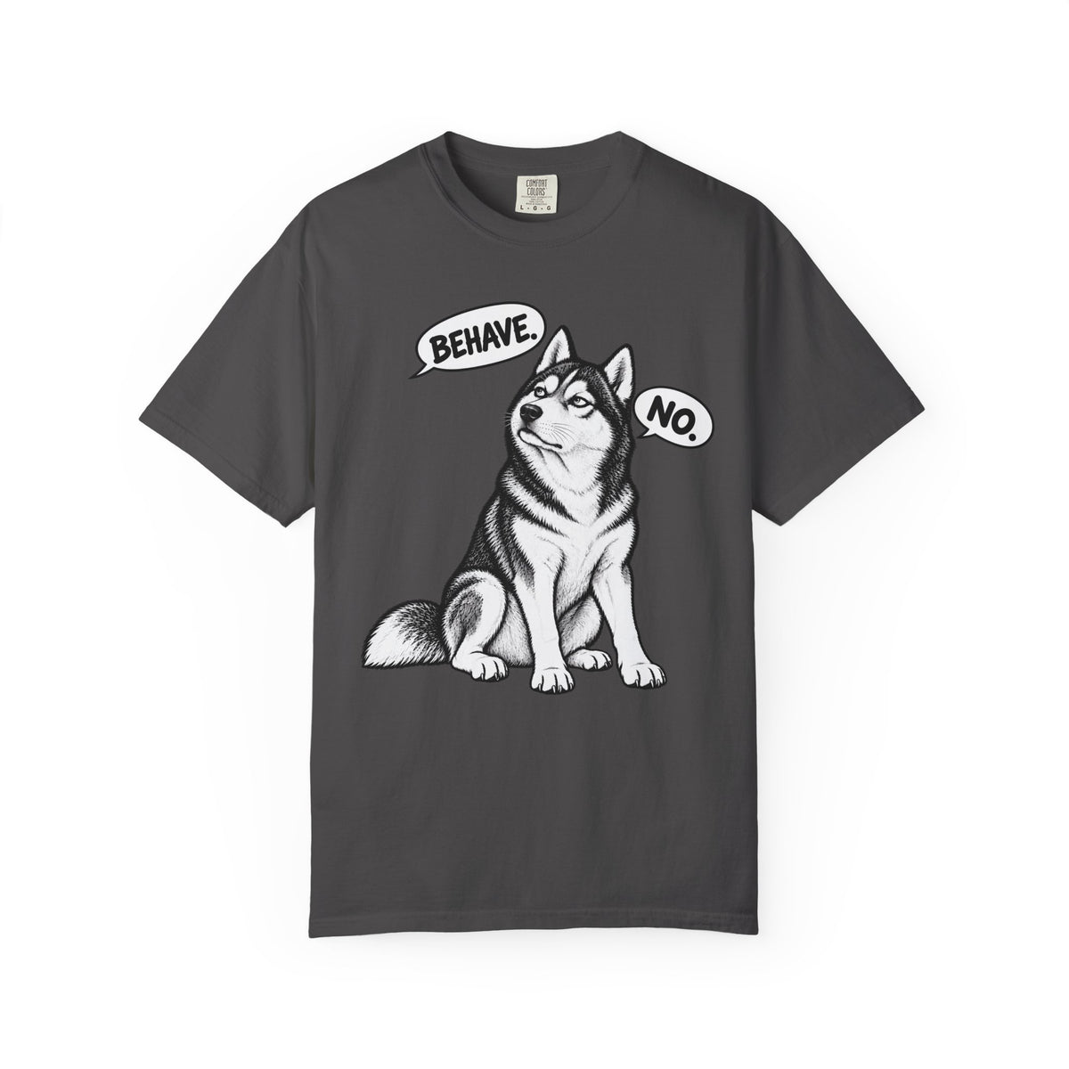 Respectfully, No. Siberian Husky T-Shirt in Graphite from When Dogs Fly