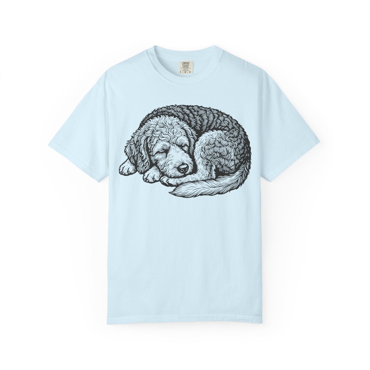 Cozy Nap Time Labradoodle T-Shirt in Chambray from When Dogs Fly