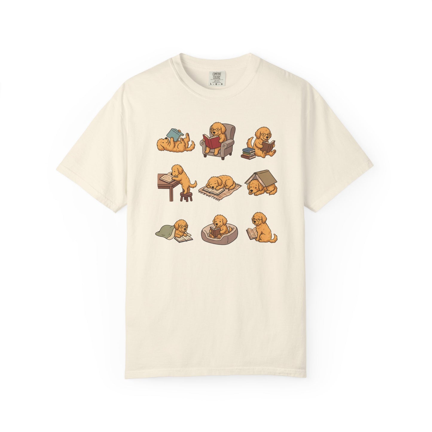 Labradoodle Book Club T-Shirt in Ivory from When Dogs Fly