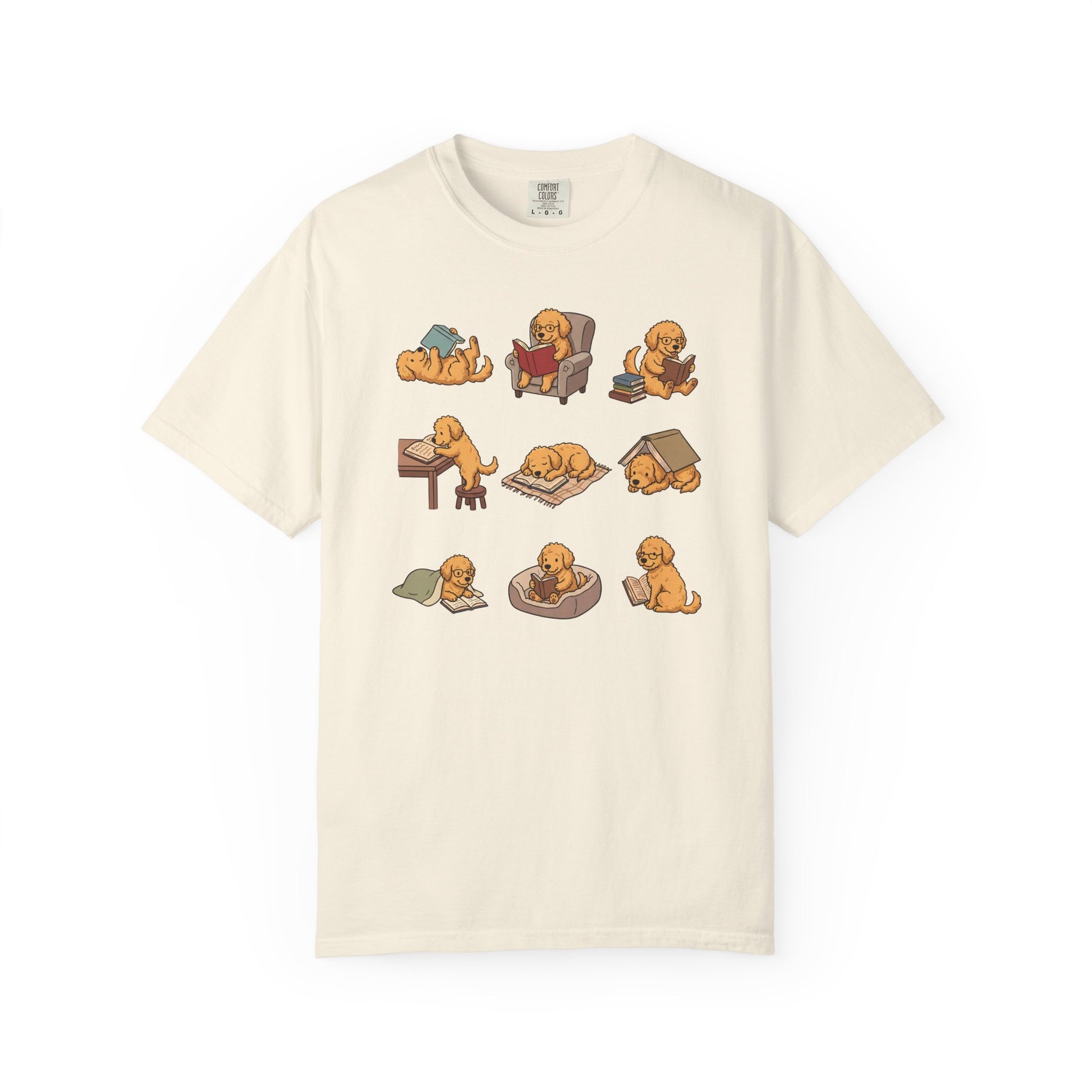 Labradoodle Book Club T-Shirt in Ivory from When Dogs Fly