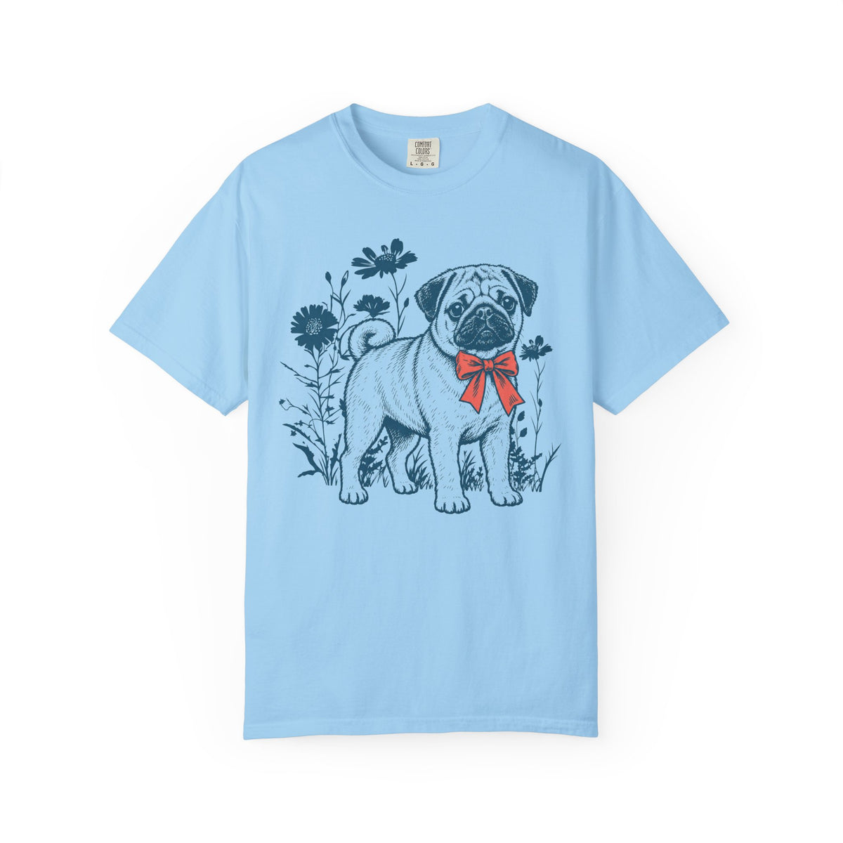 Dogs in Bloom Pug T-Shirt in Hydrangea from When Dogs Fly