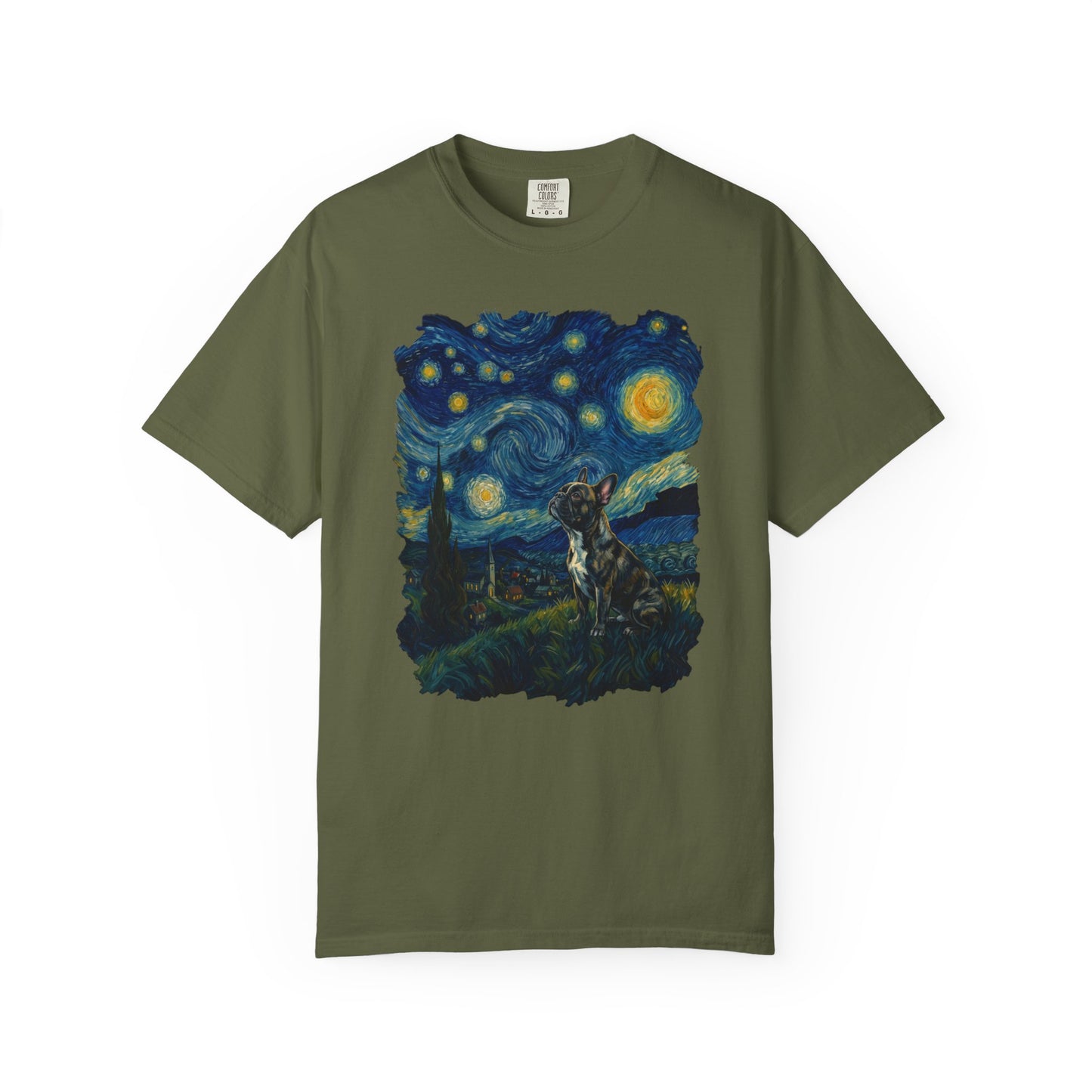 Starry Night French Bulldog T-Shirt in Hemp from When Dogs Fly