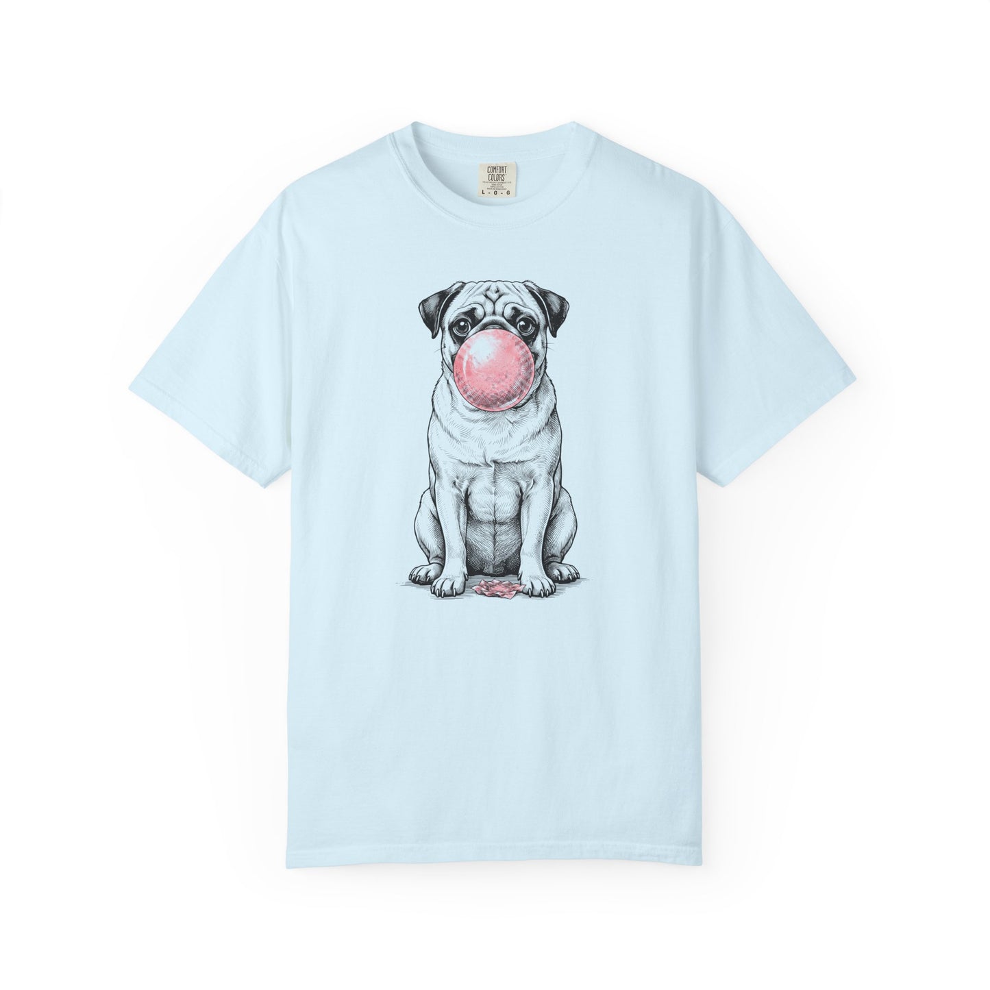 Bubblegum Pug T-Shirt in Chambray from When Dogs Fly