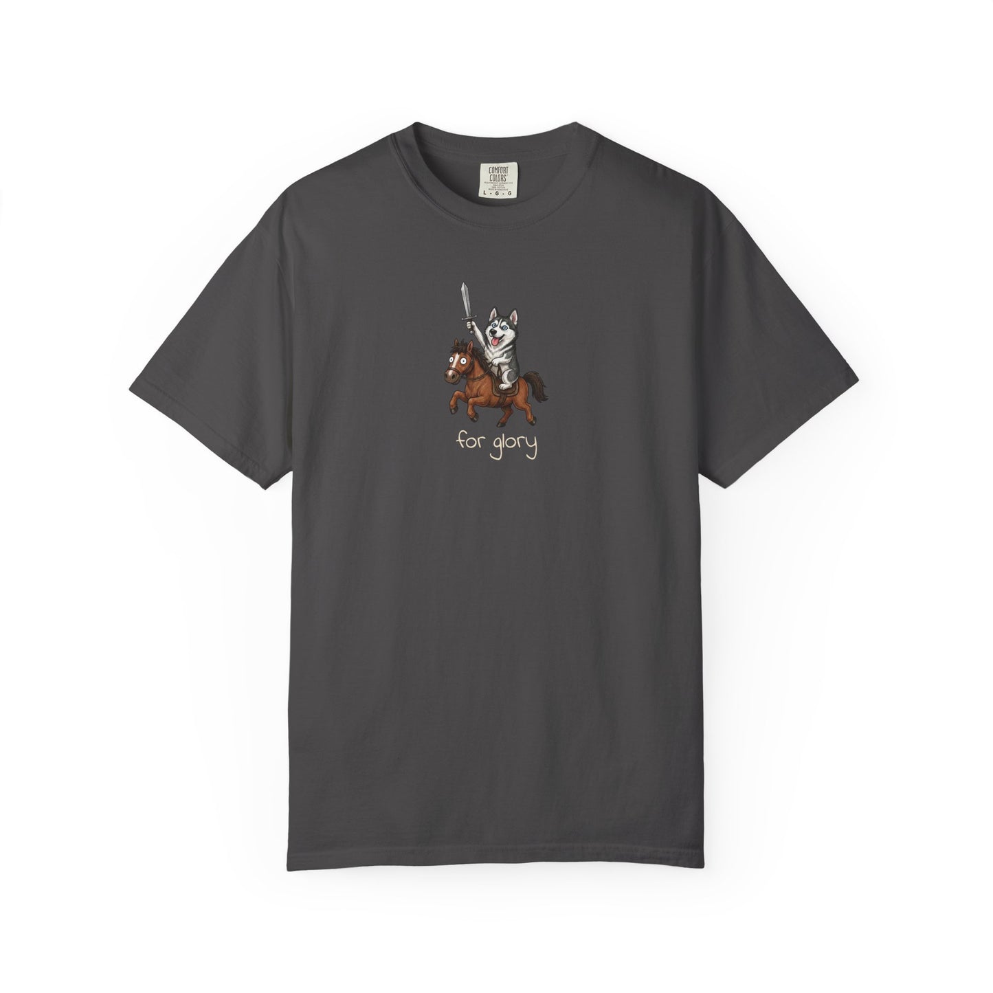 For Glory Siberian Husky T-Shirt in Graphite from When Dogs Fly
