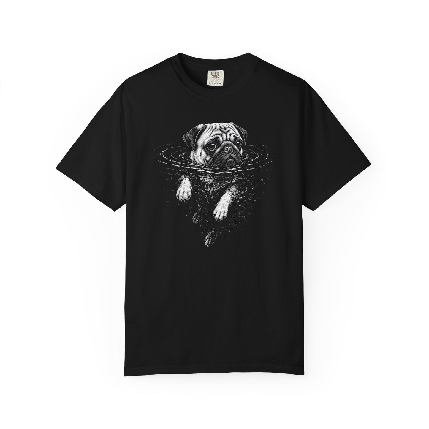 Pug Dog Paddle T-Shirt in Black from When Dogs Fly