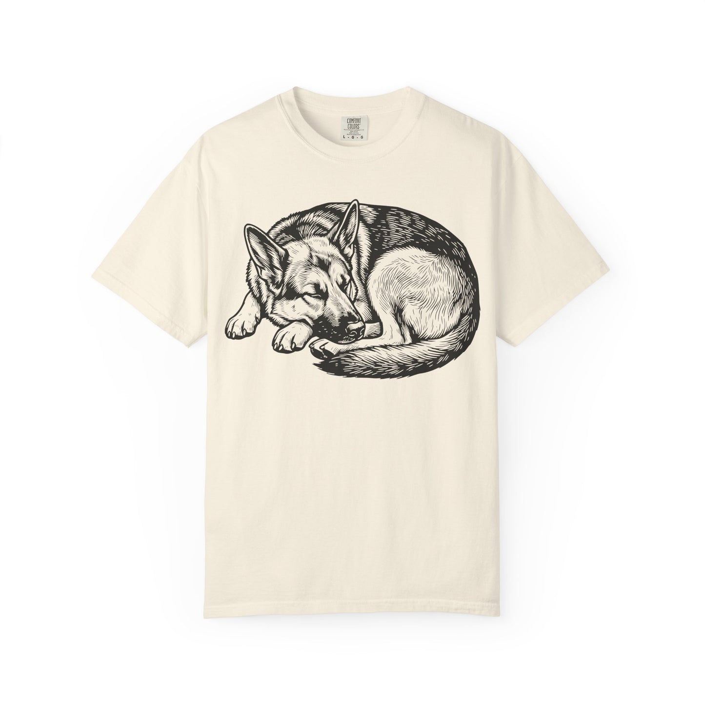 Cozy Nap Time German Shepherd T-Shirt in Ivory from When Dogs Fly