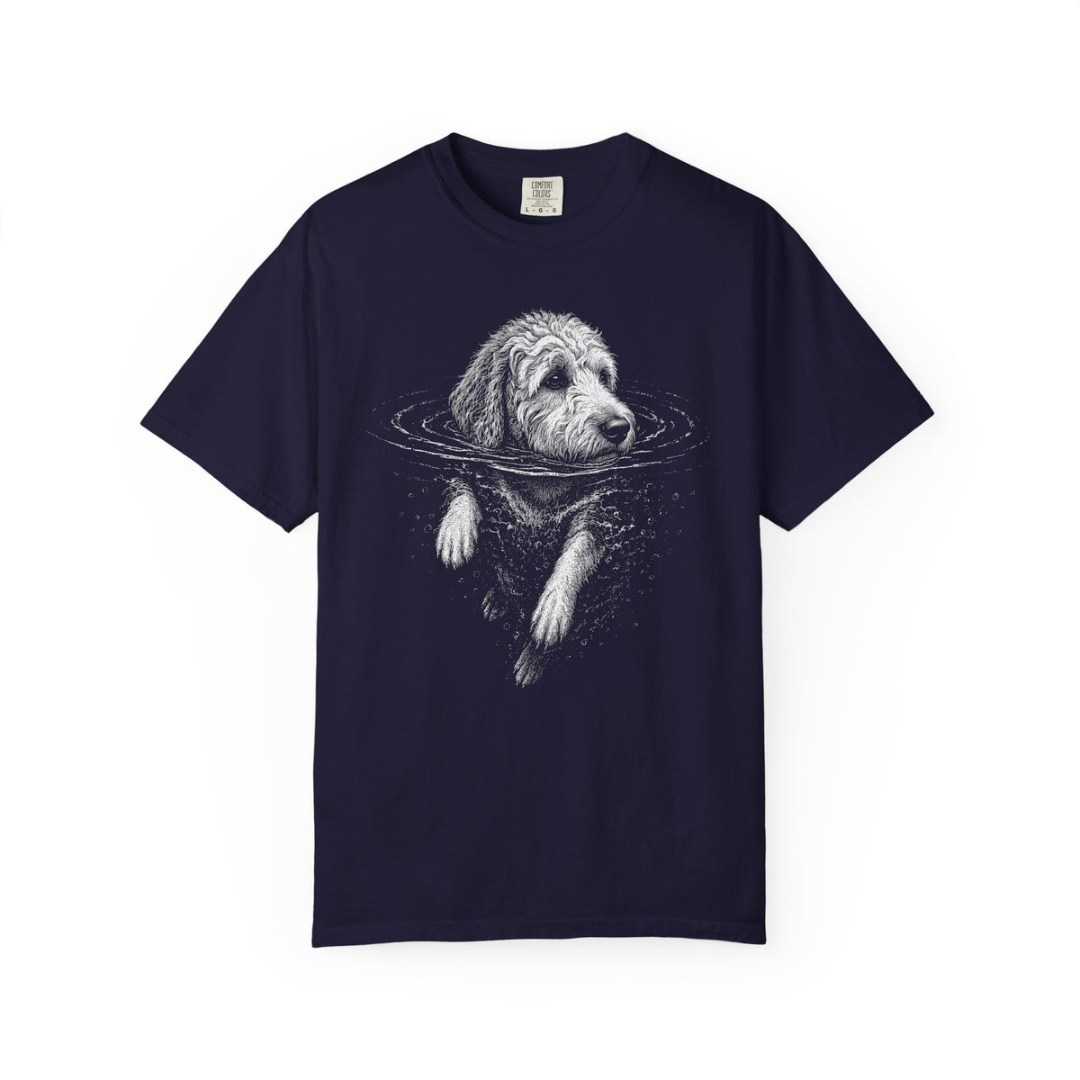 Labradoodle Dog Paddle T-Shirt in True Navy from When Dogs Fly