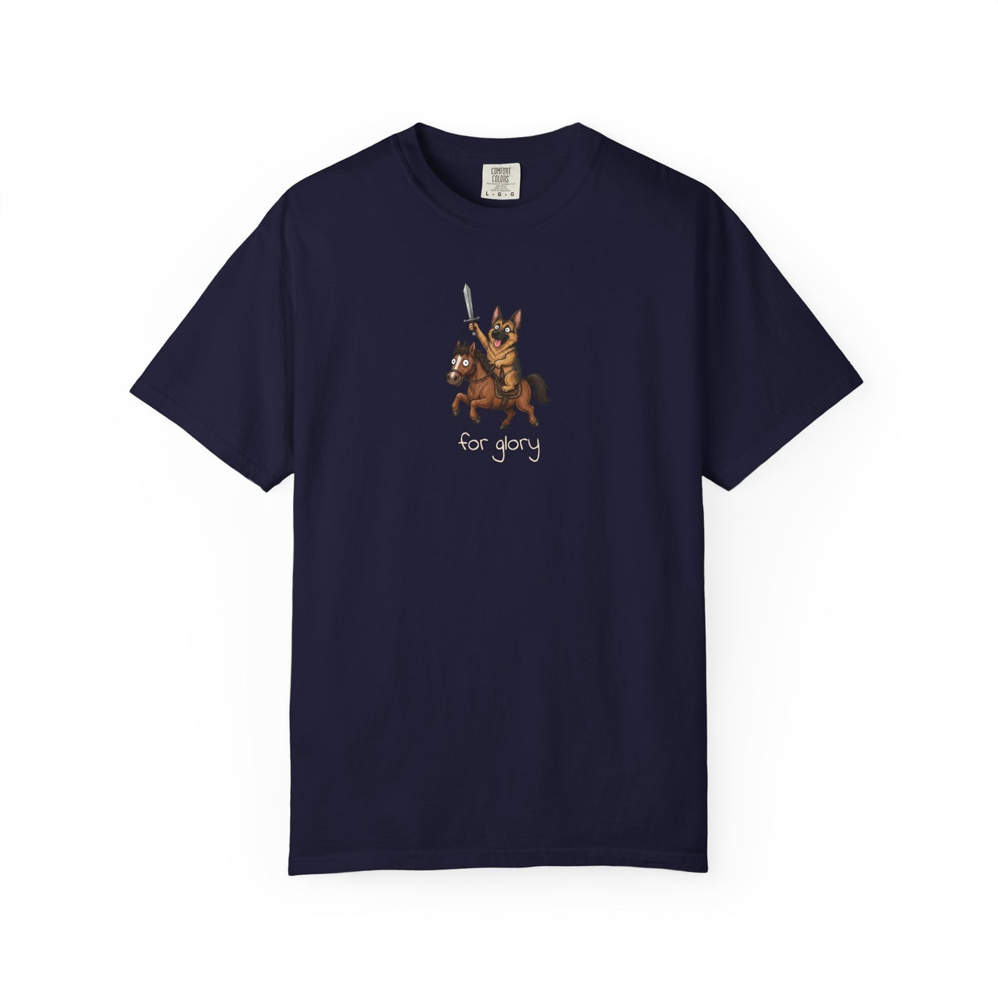 For Glory German Shepherd T-Shirt in True Navy from When Dogs Fly