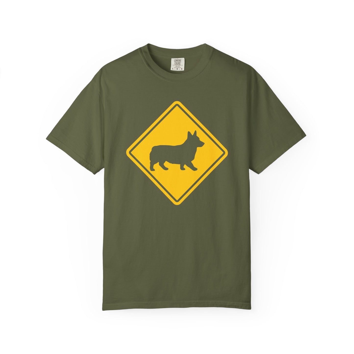 Corgi Dog Crossing T-Shirt in Hemp from When Dogs Fly