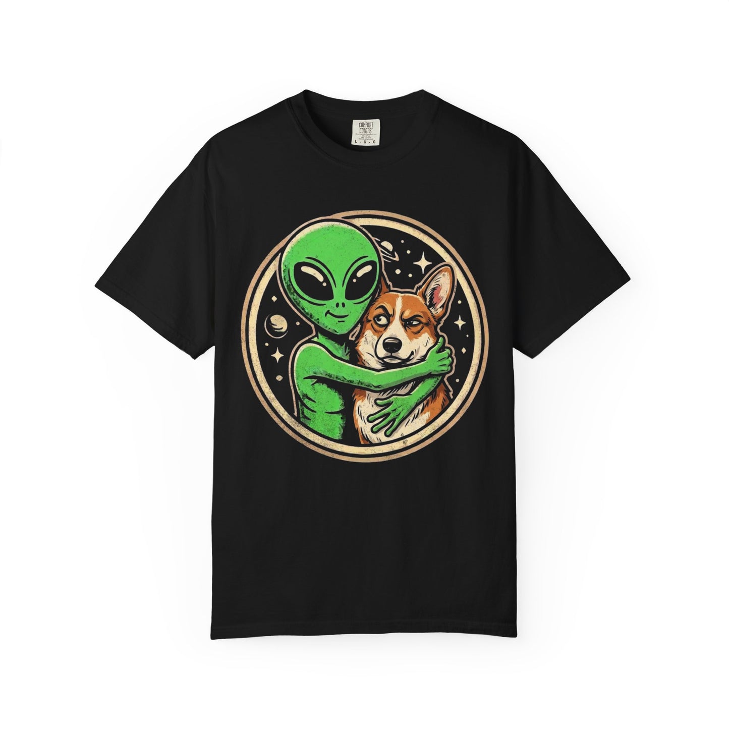 Every Alien Needs a Corgi T-Shirt in Black from When Dogs Fly