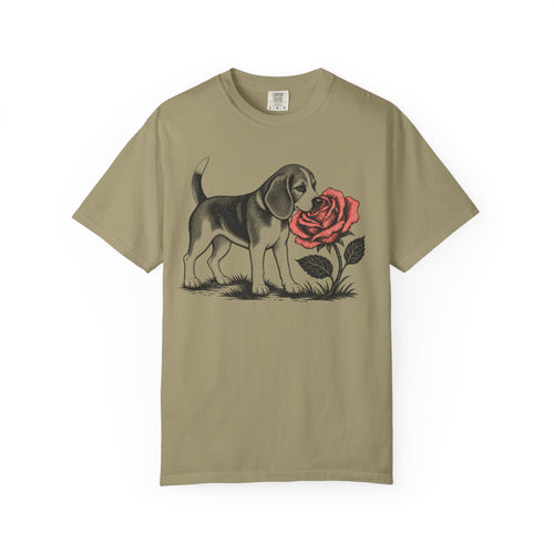 A Nose for Roses Beagle T-Shirt in Khaki from When Dogs Fly