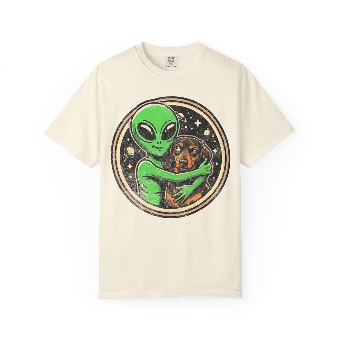 Every Alien Needs a Dachshund T-Shirt in Ivory from When Dogs Fly