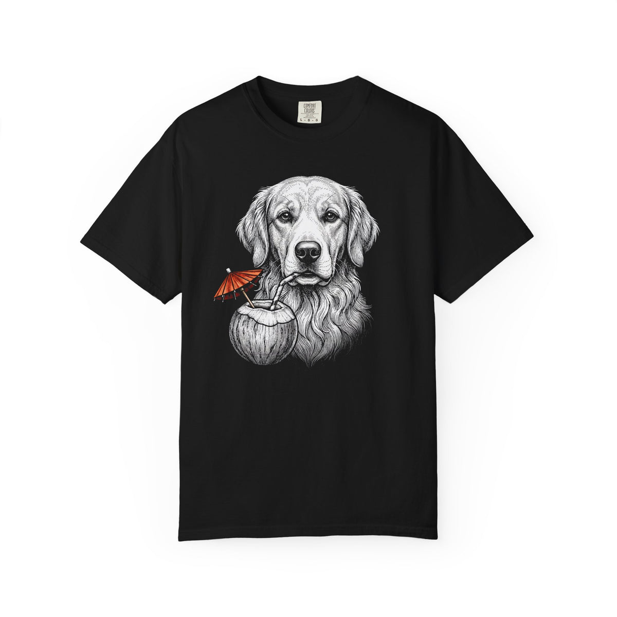 Island Time Golden Retriever T-Shirt in Black from When Dogs Fly